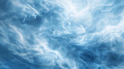 Poster - ethereal abstract image of swirling blue and white clouds, evoking a sense of peace and tranquility.