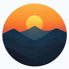 Wall Mural - stylized sunset over mountains with gradient colors