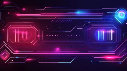 Aufkleber - Futuristic Abstract Digital Background with Neon Lighting Effects