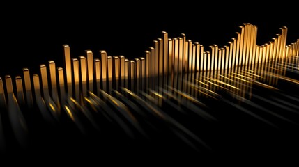 Poster - abstract sound wave graphic with golden bars and shadow effects