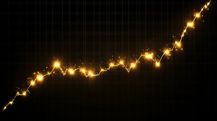 Poster - Rising Trend Line with Sparkling Effects on a Dark Background