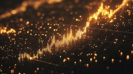 Wall Mural - Abstract Financial Market Data Visualization with Golden Elements