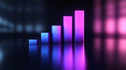 Poster - colorful graph showing growth on reflective surface with lights