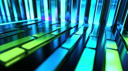 Fototapete - Abstract Colorful Lines and Light Reflection in Digital Space