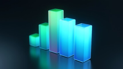 Poster - Colorful 3D Bar Graph with Illuminated Blocks on Dark Background