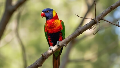 Wall Mural -  Vibrant parrot perched on a branch