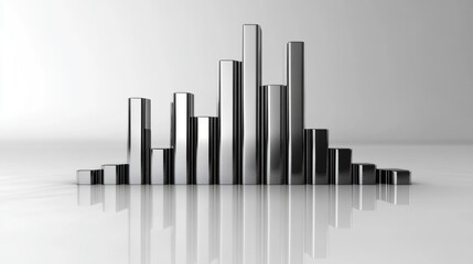 Fototapete - Metallic Bar Graph Representation with Reflection on Smooth Surface