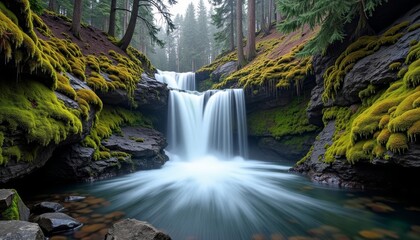 Wall Mural -  Natures Power  A Majestic Waterfall in the Wilderness