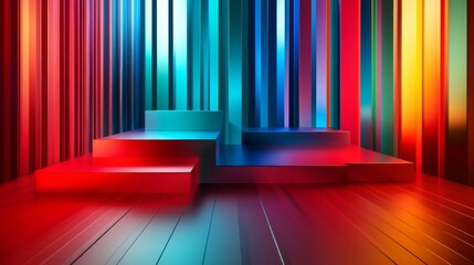 Poster - Vibrant Abstract Background with Colorful Stripes and Geometric Shapes