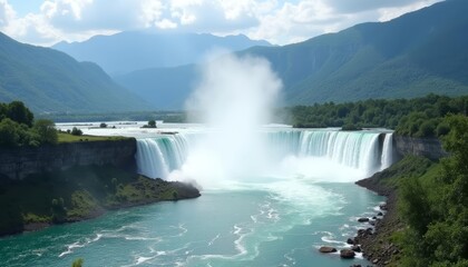 Canvas Print -  Epic Waterfall in a Mountainous Landscape