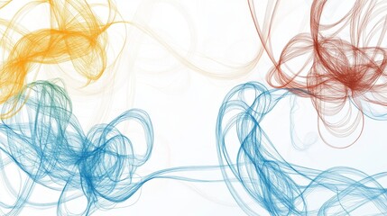 Poster - Colorful Abstract Swirls and Curves on White Background