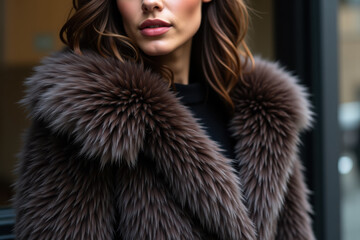 luxurious winter fashion statement with elegant fur coat