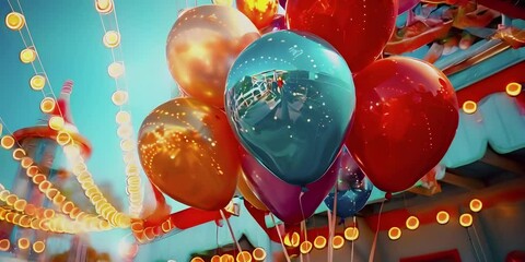 Wall Mural - colorful balloons at funfair event.