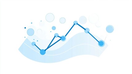 Poster - abstract data visualization with blue circular elements and waves
