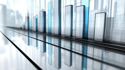 Fototapete - Abstract Financial Data Visualization with Glowing Graph Bars