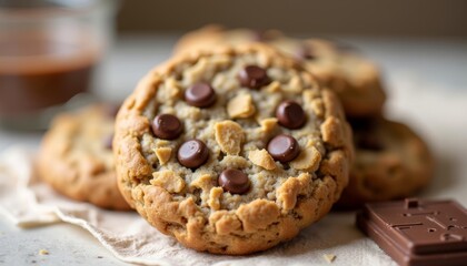 Canvas Print -  Deliciously tempting chocolate chip cookies