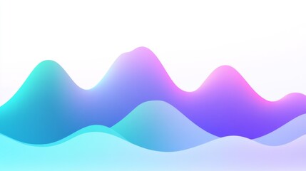 Fototapete - Colorful Abstract Waves in Blue and Purple Tones on White Background