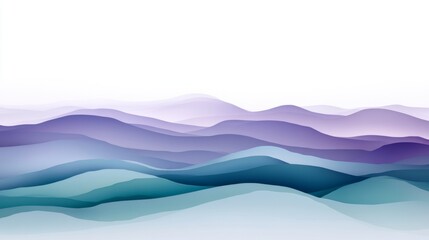 Poster - Abstract Minimalist Landscape in Soft Purple and Teal Shades