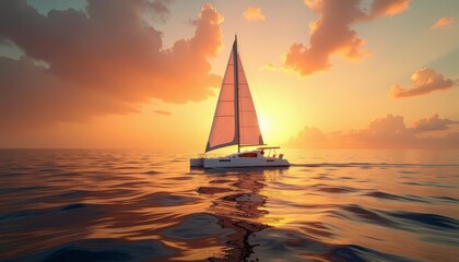 Wall Mural -  Sailing into the sunset a dreamy escape