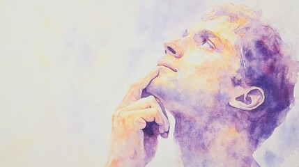 Poster - Thoughtful Portrait in Watercolor Style