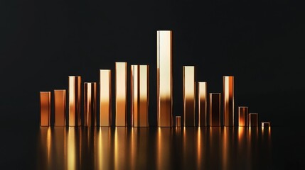 Poster - Golden Metallic Bars on Reflective Surface in Dramatic Lighting