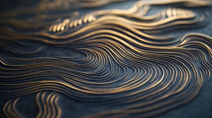 Aufkleber - Intricate Bronze Wave Patterns on Textured Background Surface