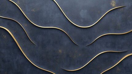 Poster - Elegant Abstract Background with Curved Gold Lines on Dark Surface