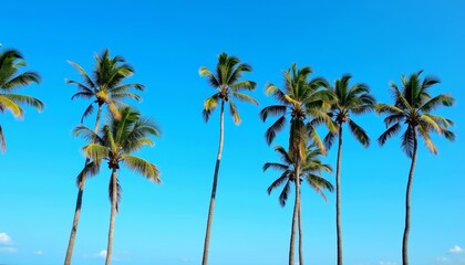 Wall Mural -  Palm trees against a clear blue sky