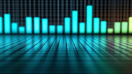 Poster - Vibrant Data Visualization with Neon Bars and Grid Background