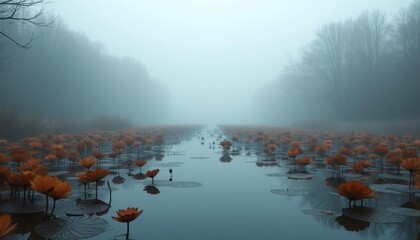 Wall Mural -  Enchanted Pond  A Journey Through the Heart of Nature