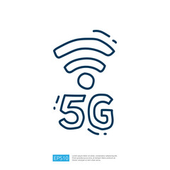 Poster - A simple graphic representation of 5G technology, featuring a stylized 