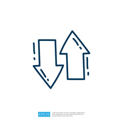Poster - The image features a simple graphic design of two arrows, one pointing up and the other pointing down, symbolizing movement or change in direction.