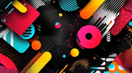 Poster - Vibrant Abstract Geometric Pattern with Bold Colors and Shapes