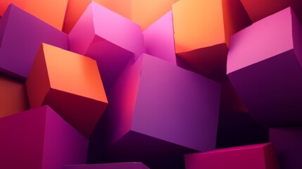 Poster - colorful abstract shapes on a bright background featuring cubes