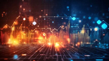 Leinwandbilder - Abstract Digital Background with Lines and Shapes of Data Visualization