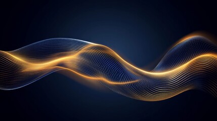 Aufkleber - Abstract Flowing Waves of Light with Blue and Gold Highlights