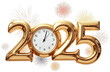 © Pawsitive Vibes - Amazing text 2025 golden with new year decorative on transparent background