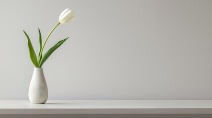 Poster - Minimalist Composition with Single Flower in Vase