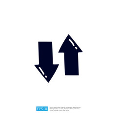 Poster - The image features two arrows, one pointing downwards and the other upwards, symbolizing movement or direction. It is likely used in contexts related to navigation or data representation.