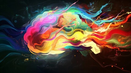 Poster - Colorful Abstract Wave of Vibrant Light with Fluid Motion Effects