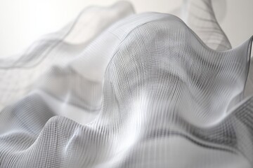 Poster - This image features a diaphanous mesh-like fabric draping in gentle, flowing waves, creating a delicate, soft texture with a translucent appearance.