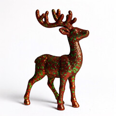 Wall Mural - A festive reindeer figurine with a red and green glitter pattern, perfect for Christmas decor