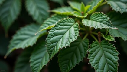 Sticker -  Vibrant green leaves in closeup perfect for naturethemed content