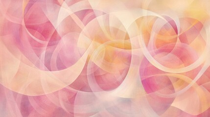 Poster - Soft Abstract Waves in Pastel Shades of Pink and Yellow Tones