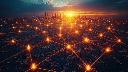 Poster - Smart City Network Global Connectivity Digital Infrastructure Futuristic Urban Landscape