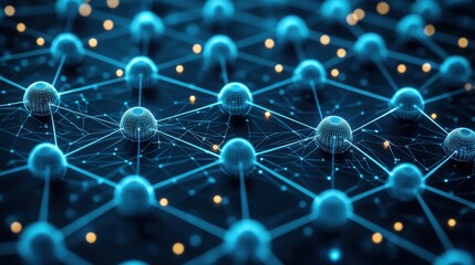Fototapete - Global Network Digital Connections Futuristic Technology Abstract Background