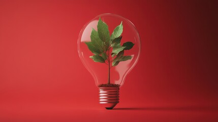 Poster - Small Tree Growing Inside a Light Bulb