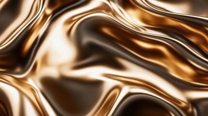 Aufkleber - Shimmering Golden Metallic Fabric Draped Elegantly in Waves