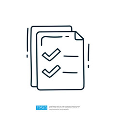 Poster - A simple illustration of two sheets of paper with checkmarks, symbolizing completed tasks or a checklist.