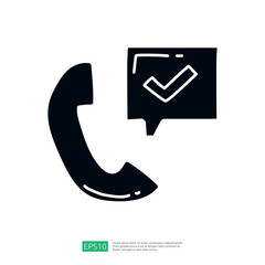 Poster - The image features a telephone receiver alongside a speech bubble with a checkmark, symbolizing communication and confirmation.